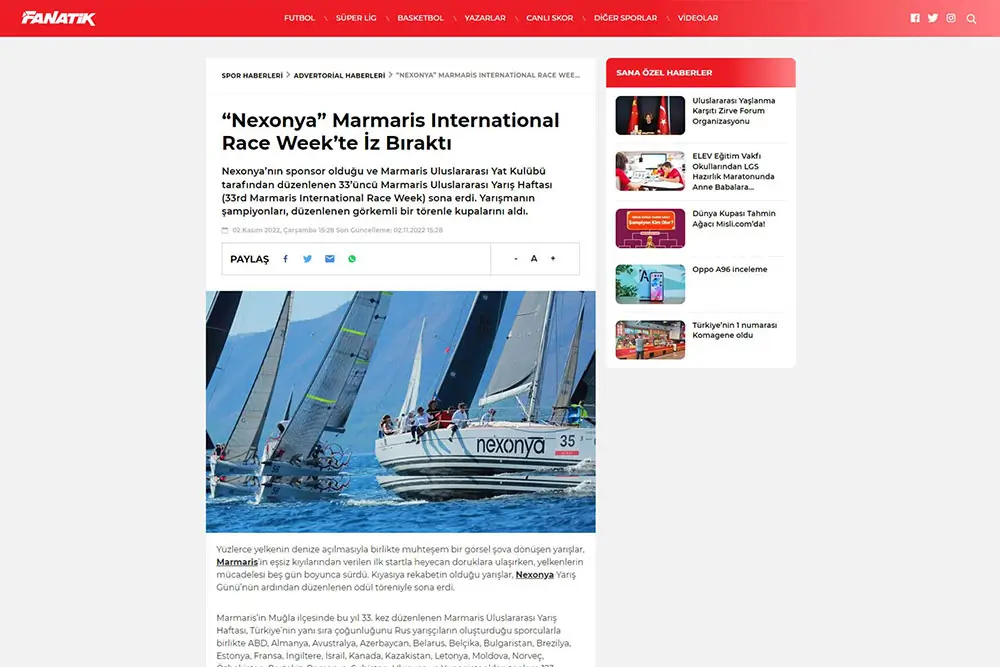 Nexonya Marmaris International Race Week’te iz bıraktı