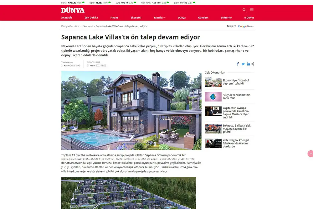 Sapanca Lake Villas’ta ön talep devam ediyor.