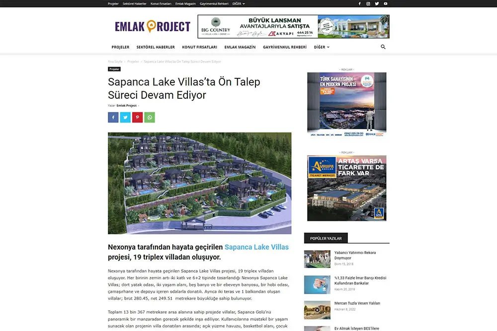 Sapanca Lake Villas’ta Ön Talep Süreci Devam Ediyor