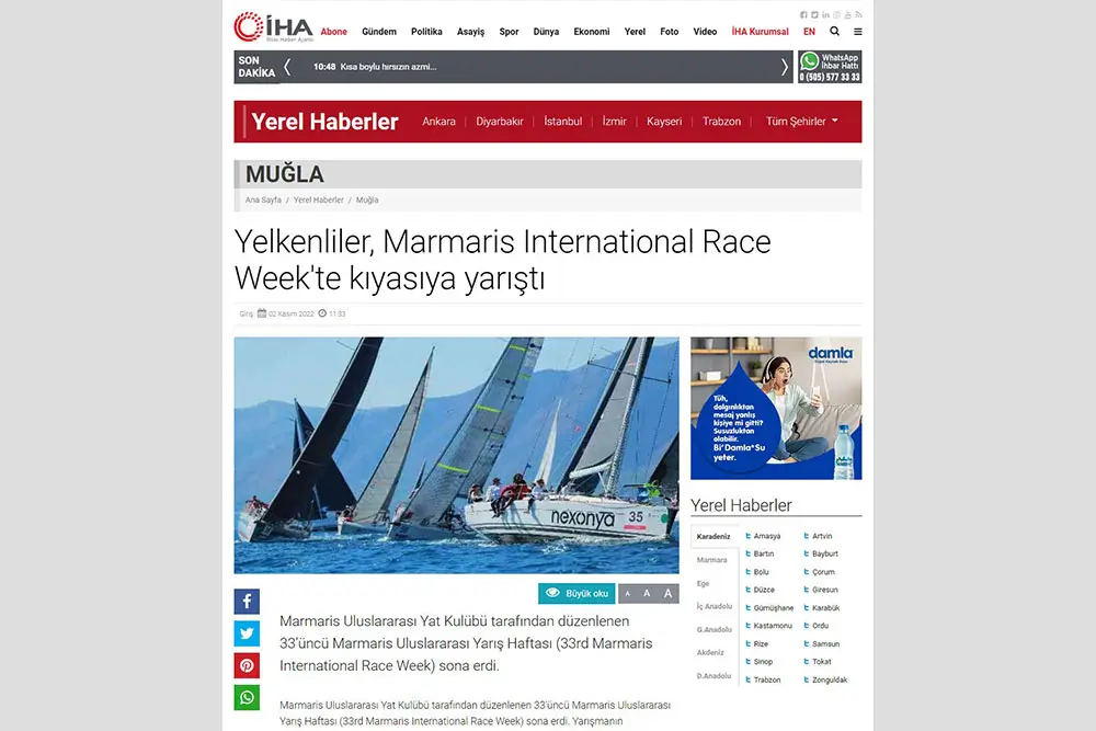 Yelkenliler, Marmaris International Race Week'te kıyasıya yarıştı.