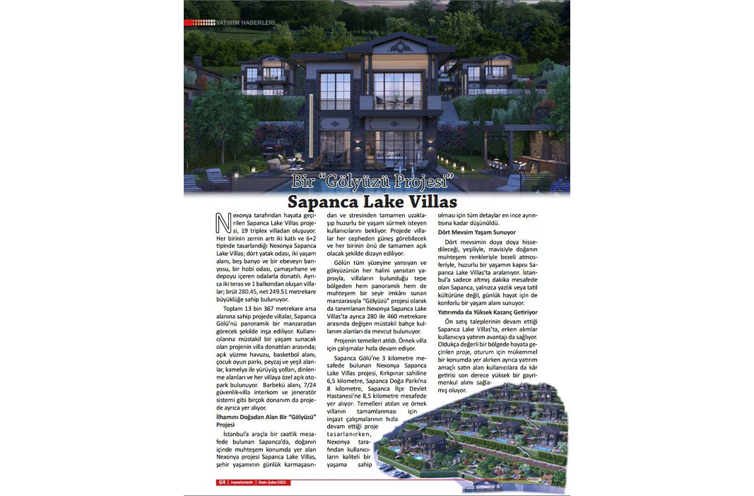 Bir Gölyüzü Projesi Sapanca Lake Villas